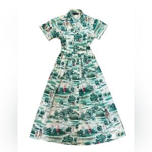 90’s Kenneth Gordon novelty golf print cotton shirt/skirt set